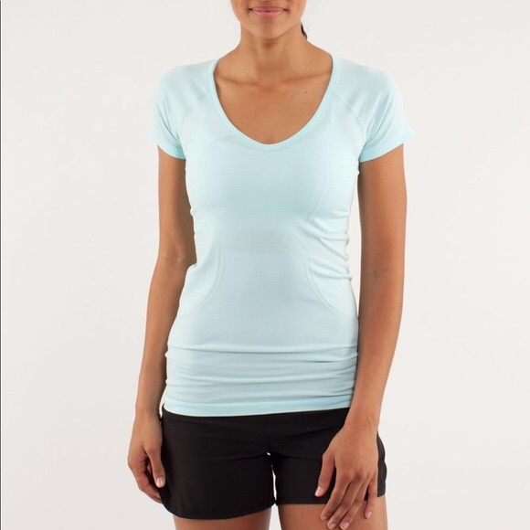 lululemon athletica Tops - Lululemon Run Swiftly VNeck SS Mint Tee Shirt 8